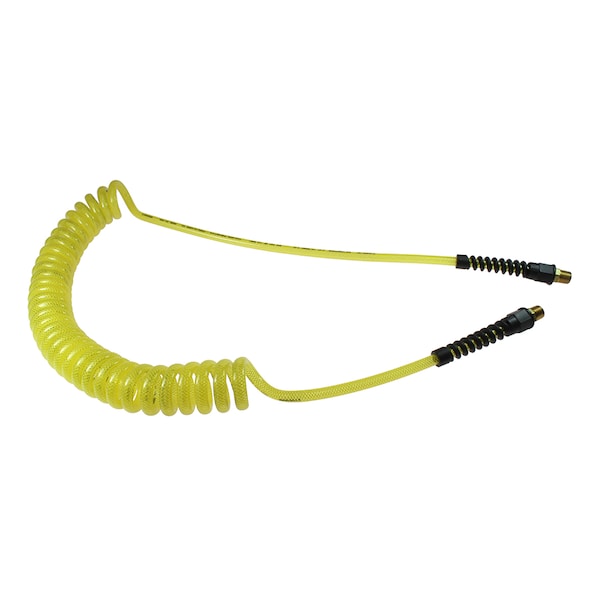 Flexeel Coil 1/4"IDx25 ' 1/4" MPT Rigid Transparent Yellow PUE14-25-TY